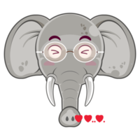 elefant i kärlek ansikte tecknad serie söt png