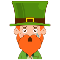 elf leprechaun crying and scared face cartoon cute for saint patrick's day png