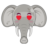 olifant in liefde gezicht tekenfilm schattig png