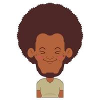 afro hombre sonrisa cara dibujos animados linda vector