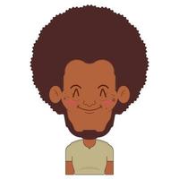 afro hombre sonrisa cara dibujos animados linda vector
