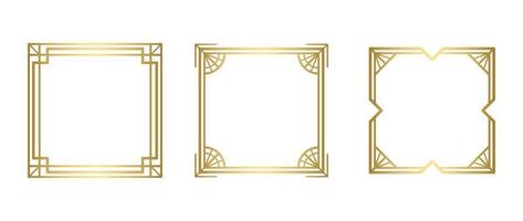 conjunto de lujo geométrico dorado marco vector. degradado oro Arte decoración, antiguo, Clásico estilo, oriental decorativo frontera línea modelo. elegante diseño ilustración para tarjeta, decoración, póster, bandera. vector