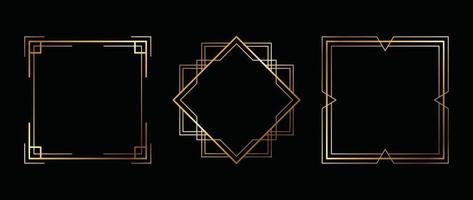 Set of luxury geometric golden frame vector. Gradient gold art deco, antique, vintage style, symmetric decorative border line shape. Elegant design illustration for card, decoration, poster, banner. vector