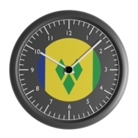 Wall clock with the flag of Saint Vincent and the Grenadines png