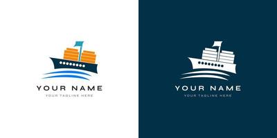 Logo of Cargo Ship in Ocean for Shipment of Goods vector