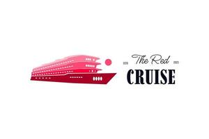 Luxury Cruise Ship Logo, in Red Color with a Modern Concept. for Travel, Business and more vector