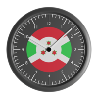 Wall clock with the flag of Burundi png