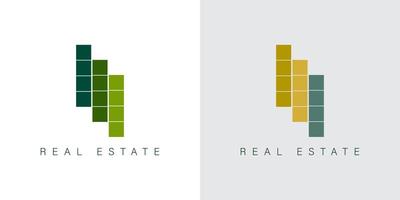 real inmuebles edificio logo modelo vector