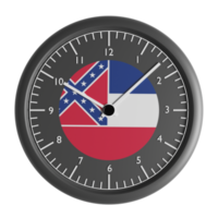 Wall clock with the flag of Mississippi png