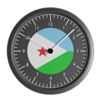 Wall clock with the flag of Djibouti png
