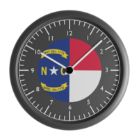 Wall clock with the flag of North Carolina png