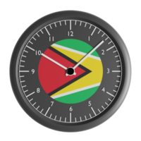 Wall clock with the flag of Guyana png