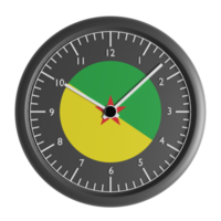 Wall clock with the flag of French Guiana png