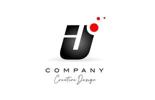 black and white U alphabet letter logo with red dot. Corporate creative template design for business and company vector