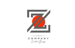 gris línea z alfabeto letra logo icono diseño con rojo punto. creativo modelo para empresa y negocio vector