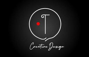 t alfabeto letra logo icono diseño con línea rojo punto y Clásico estilo. negro y blanco creativo modelo para empresa y negocio vector