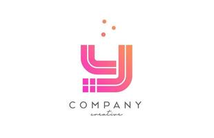 Y pink alphabet letter logo with lines and dots. Corporate creative template design for business and company vector