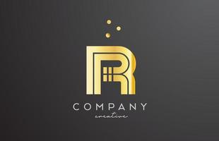 gold golden R alphabet letter logo with dots. Corporate creative template design for company and business vector