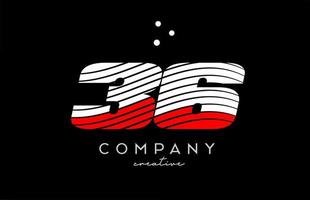 36 número logo con rojo blanco líneas y puntos corporativo creativo modelo diseño para negocio y empresa vector