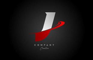 red swoosh J alphabet letter logo icon design with black grey color. Creative template for business and company vector