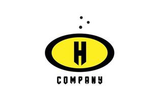 ellipse H alphabet bold letter logo with dots. Creative template design for business and company in yellow and black vector