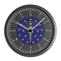 Wall clock with the flag of Indiana png