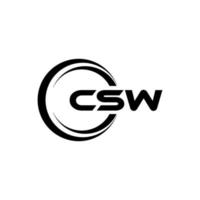 CSW letter logo design in illustration. Vector logo, calligraphy designs for logo, Poster, Invitation, etc.