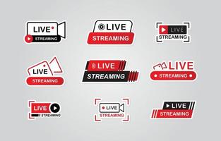 Live Streaming Set Icon And Badge With Logo vector