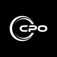 CPO letter logo design in illustration. Vector logo, calligraphy designs for logo, Poster, Invitation, etc.