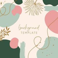 Trendy abstract square templates with leaves, flowers and geometric shapes. Good for social media posts, mobile apps, banner designs and online promotions and adverts. Abstract vector background.