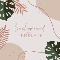 Trendy abstract square templates with leaves, flowers and geometric shapes. Good for social media posts, mobile apps, banner designs and online promotions and adverts. Abstract vector background.