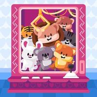 Cute Animals Dolls in Gaming Machine vector
