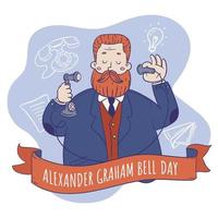 Alexander Graham Bell the Inventor of Telephone vector