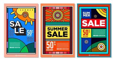 Vector Colorful Abstract Retro Colorful Geometric Background for Summer Sale Promotion Banner