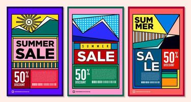 Vector Colorful Abstract Retro Colorful Geometric Background for Summer Sale Promotion Banner