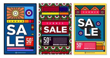 Vector Colorful Abstract Retro Colorful Geometric Background for Summer Sale Promotion Banner