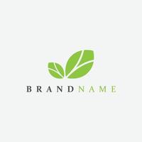 eps10 vector green leaf logo element template isolated on grey background