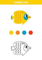 Color cute yellow butterfly fish. Worksheet for kids. vector