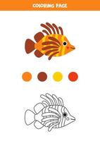color linda pez león hoja de cálculo para niños. vector