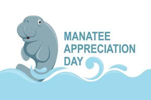 Manatee Appreciation Day background. vector