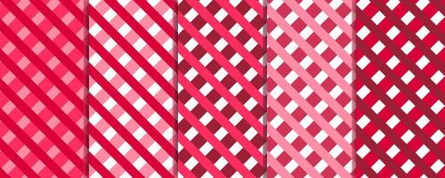 5 seamless checkered patterns in magenta tones. vector