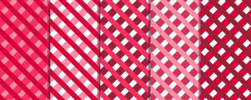 5 seamless checkered patterns in magenta tones. vector