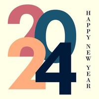 2024 Happy New Year, logo, call for calendar, big numbers in pastel colors for banner design, web, flyer, postcard. vector