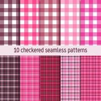 10 checkered seamless patterns in red shades vector