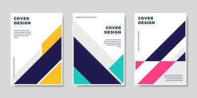 Set of book cover brochure designs in geometric style. Vector illustration.