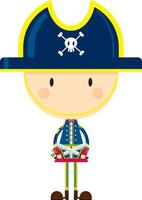 Cute Cartoon Swashbuckling Pirate Captain Character with Swords vector