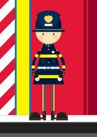 linda dibujos animados bombero personaje vector