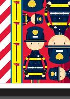 Cute Cartoon Fireman Character with Axes vector