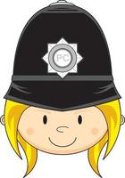 dibujos animados clásico británico mujer policía personaje vector