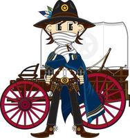 Cute Cartoon Wild West Cowboy Sheriff with Chuck Wagon vector